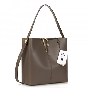 Geanta dama din piele naturala DiAmanti Ysabelle Taupe Inchis